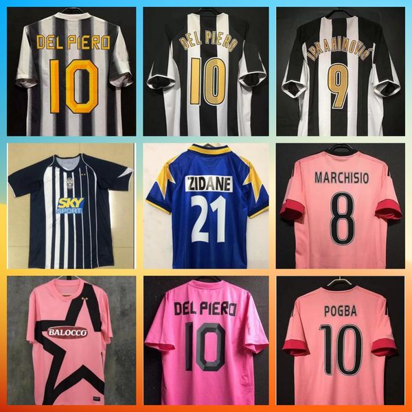 

zidane del piero retro soccer jerseys 84 85 95 97 98 99 00 02 03 04 05 11 12 15 marchisio pogba ibrahimovic vintage classic football kit shi, Black;yellow