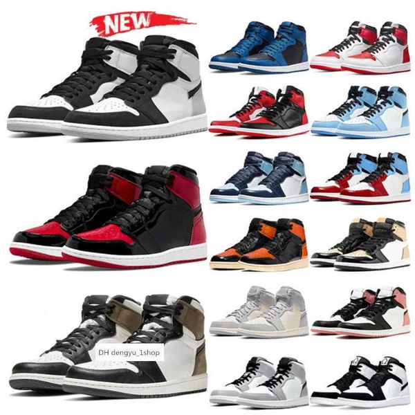 

og men women high 1s basketball shoes chicago lost found gorge green stage haze diamond dark mocha patent bred panda university jorden jo og, Black