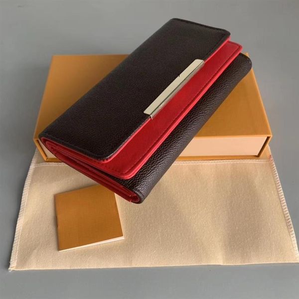 

designer-2021 leather women wallet female cell phone pocket long purses hasp coin purse card holder216b, Red;black