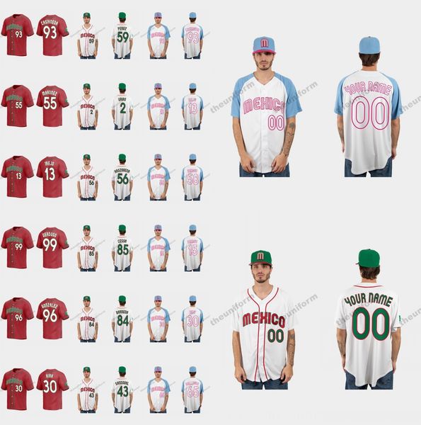 

mexico world baseball classic jersey fernando valenzuela julio urias alex verdugo austin barnes joey meneses jonathan aranda victor gonzalez, Blue;black