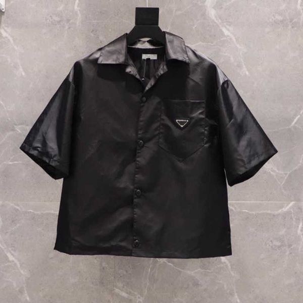 

womens mens shirt casual brand short blouses classic inverted triangle loose imported nylon tooling summer, White;black