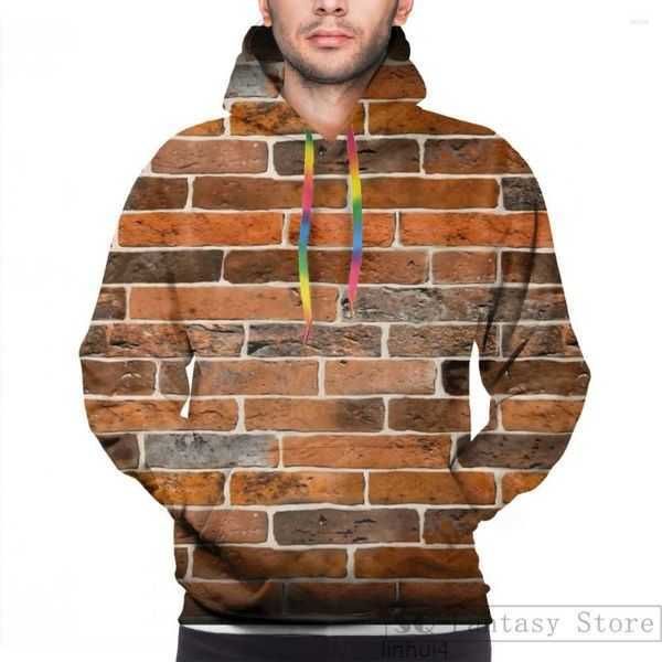 

men's hoodies mens sweatshirt for women funny brick wall2 print casual streatwear quzh, Black