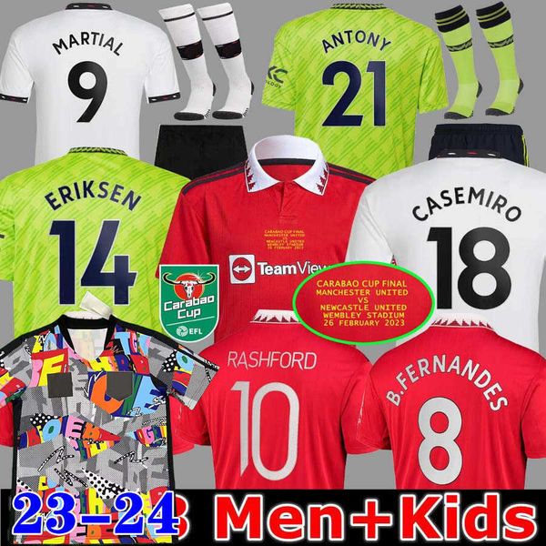 

carabao cup final 22 23 24 sancho soccer jerseys fans player antony eriksen b.fernandes rashford football shirt 2022 2023 2024 casemiro elan, Black;yellow