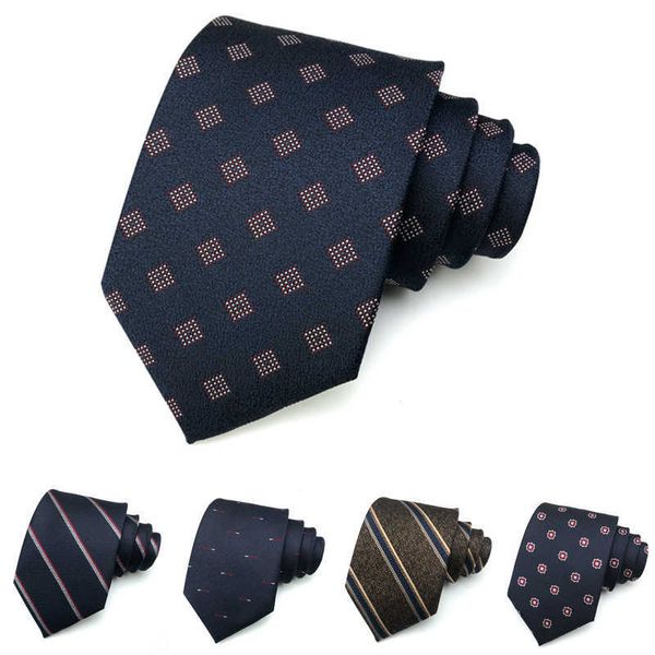 

neck ties navy blue 8cm tie for men brand new fashion formal gentleman business suit necktie with gift box j230227, Blue;purple
