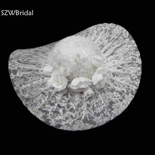 

wedding hair jewelry arrival lace bridal hats 2023 tocado novia veil for bride accessories headwear 230225, Slivery;golden