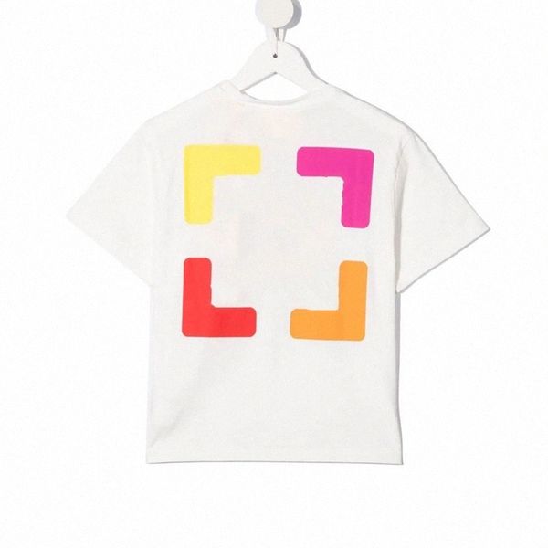 

kids t-shirts white boys irregular ofs girls arrow summer short sleeve ow tshirts letter printed finger loose kid toddlers black pink youth, Blue
