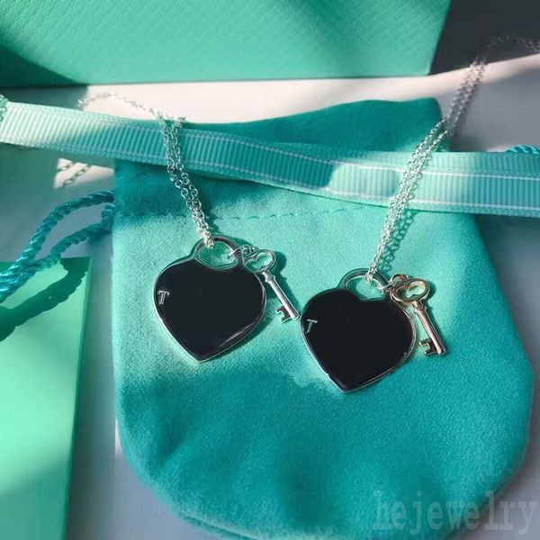 

heart pendant necklaces designers fashion key pendant letters couple lucky anniversary tiktok gifts pretty luxury jewelry blue enamel mens n, Silver