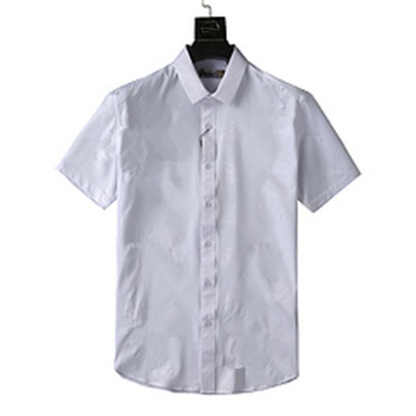 

2023 designer men's dress shirt business fashion casual short sleeve printed shirt brand men's spring/summer slim fit shirt, White;black