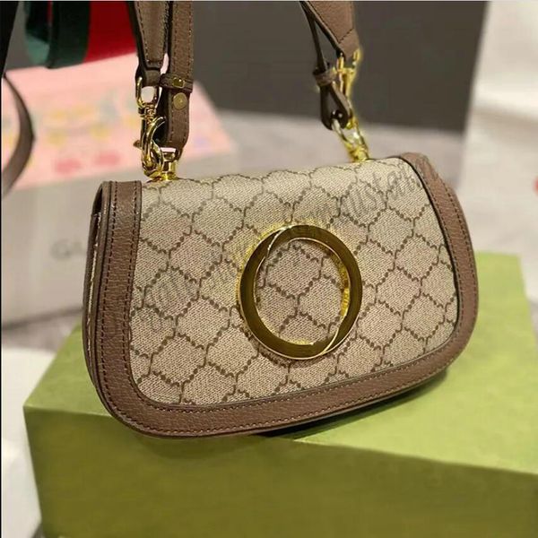 

designer women blondie saddle shoulder bag italy luxury brand round g metal logo cowhide leather crossbody bags lady canvas printed double s
