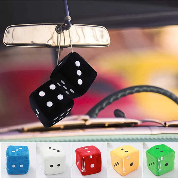 

decorations 2pcs styling rearview mirror ornaments dices car pendant colorful plush dice crap auto interior decoration accessories r230228