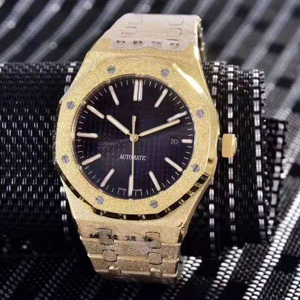 

limited sale men's automatic mechanical movement watch sapphire glass frosted stainless steel strap, Slivery;brown