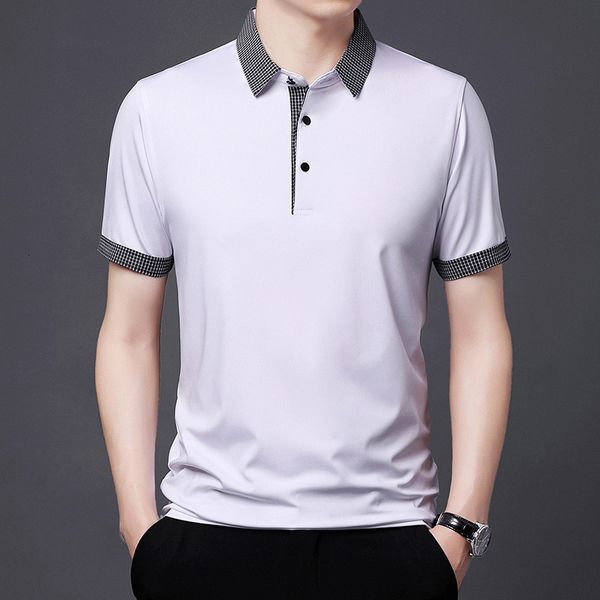 

men's polos arrival men's polo shirt solid fashion collar summer loose thin clothing casual korean male polo shirt streetwear 230, White;black
