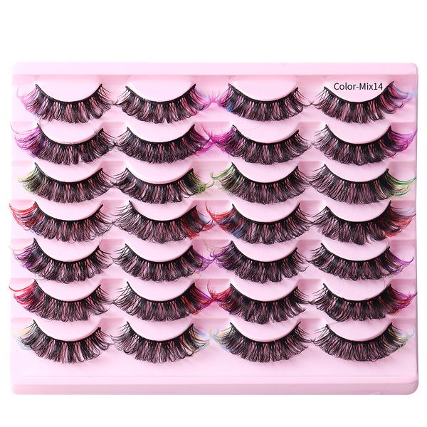 

multilayer thick curly false eyelashes colorful handmade reusable d curled color fake lashes full strip lash extensions natural looking eye