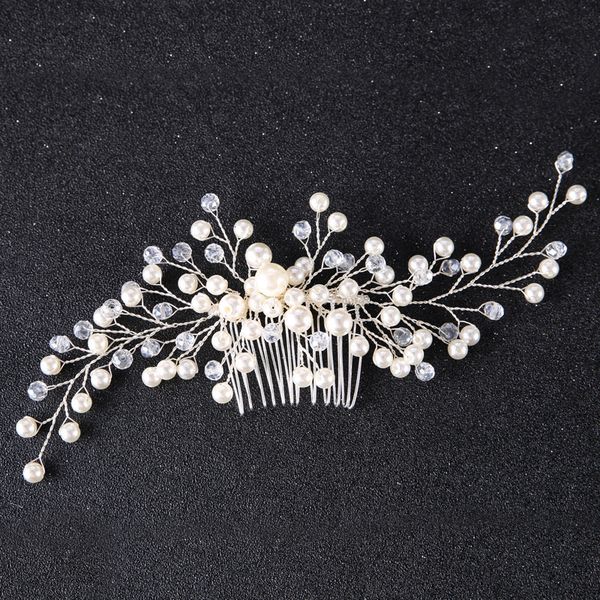 

wedding hair jewelry bridal handmade pearl comb silver plate accessories dress 230225, Slivery;golden