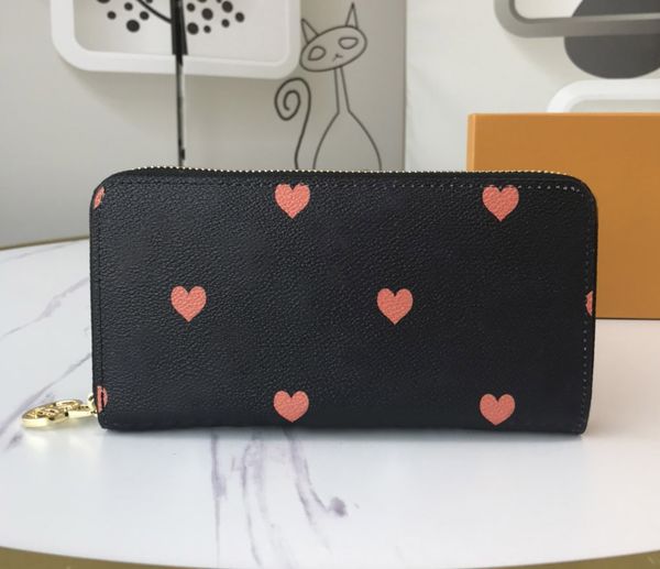 

2023 luxury brand fashion designer wallets luxury multicolor purse mens womens clutch bags highs quality embossed flower letter coin purses, Black