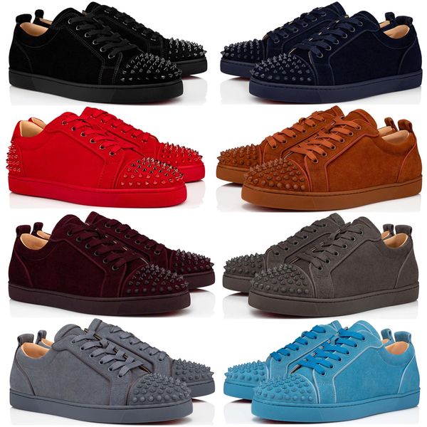 

fashion men casuals shoes senior loui junior spikes flat sneakers luxurious low elastic band suede designer quality brand basketball athlet, Black