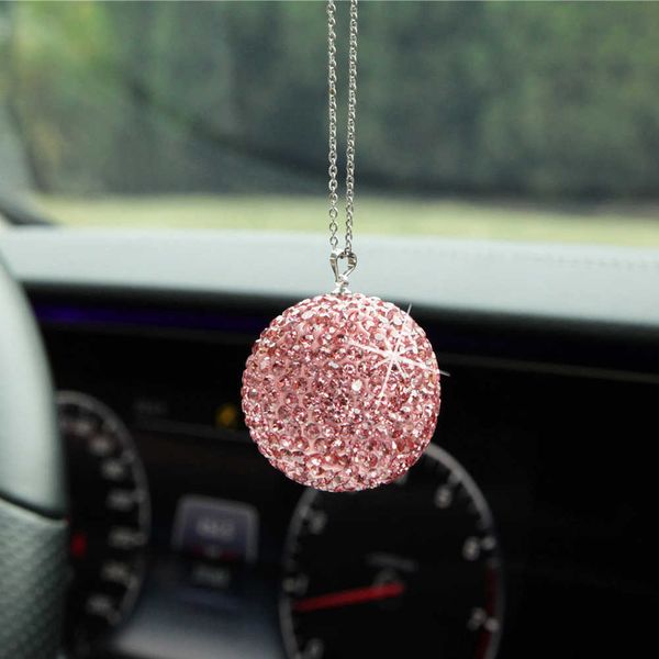 

interior decorations crystal auto rearview mirror pendant bling rhinestone ball for rear view hanging ornament car interiot decoration r2302