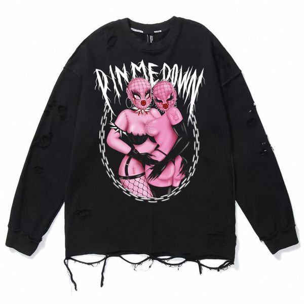 

women's hoodies sweatshirts kawaii clothes anime hoodies designer sweatshirt thick aesthetic streetwear women grunge 230227, Black