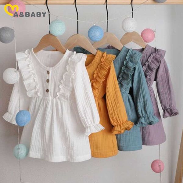 

girl's dresses mababy 6m5y toddler infant baby kid girls dress ruffle button long sleeve aline dresses for girls summer clothing z0223, Red;yellow