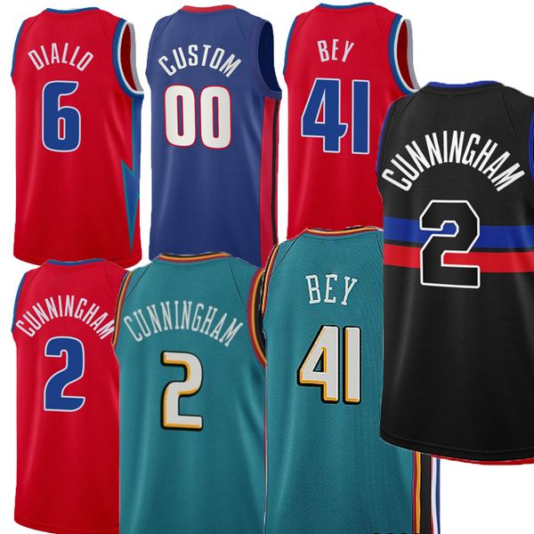 

men basketball jersey marvin bagley killian hayes hamidou diallo jaden ivey cade cunningham alec burks bojan bogdanovic james wiseman jalen, Black;red