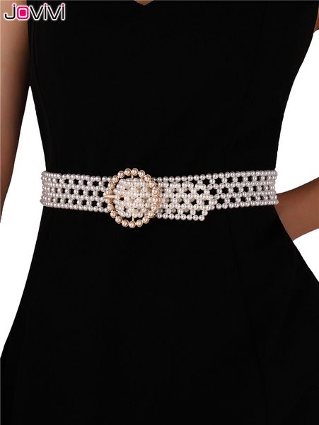 

waist chain belts jovivi women pearl elastic wedding bridal with crystal sash bridesmaid dress band 230225