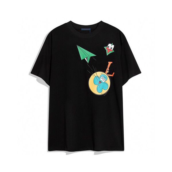 

2023ss spring and summer t shirt pure cotton fabric os version round neck short-sleeved women's men's high-quality men's tshi, Black;brown