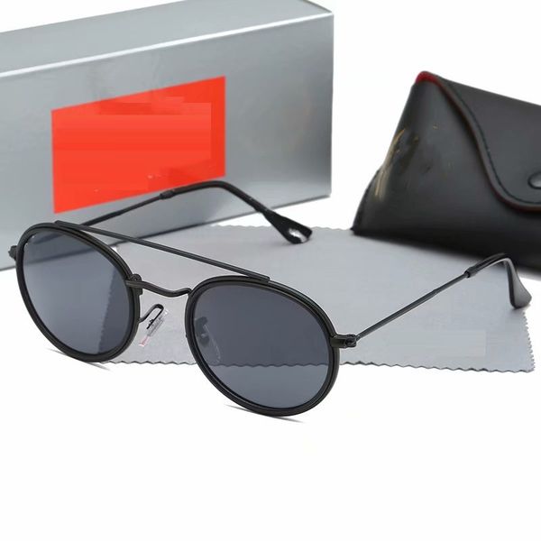 

round sunglasses double bridge with logo for men women fashion sun glass bland luxury designer uv400 metal frame 3547 weight 22g original bo, White;black
