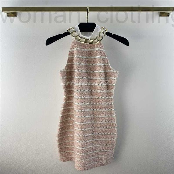 

designer 2022 women summer dresses dress with metal chain milan runway tank crop t-shirt clothing high end bodycon striped a3le
