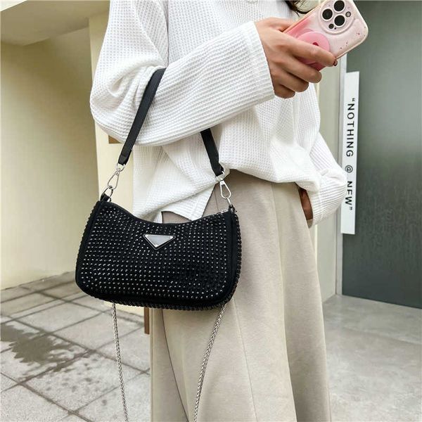 

2023 luxury bright diamond armpit casual new small chain temperament women's baghigh