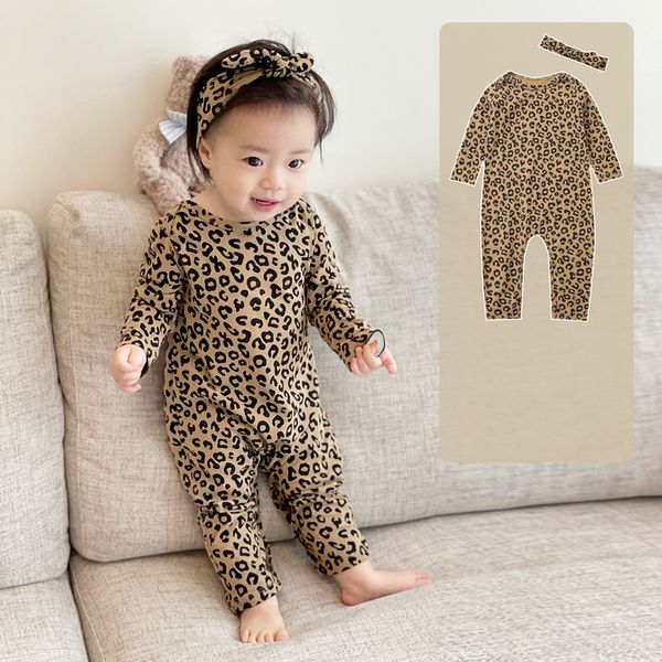 

jumpsuits born kids baby boys girls clothes autumn leopard print romper sweet cotton jumpsuit long sleeve winter fall baby outfit 0-24m 2302, Blue