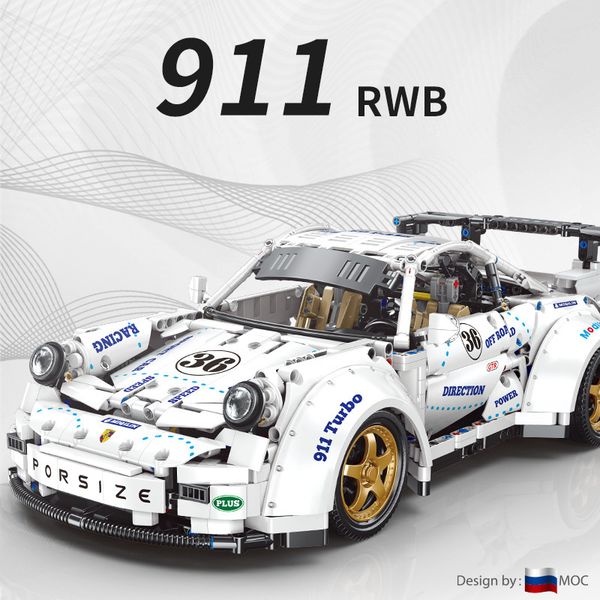 

technical rc racing car block moc qc016 super sport car 911 widebody 1:8 remote control vehicle model 2125pcs building blocks bricks moc toy