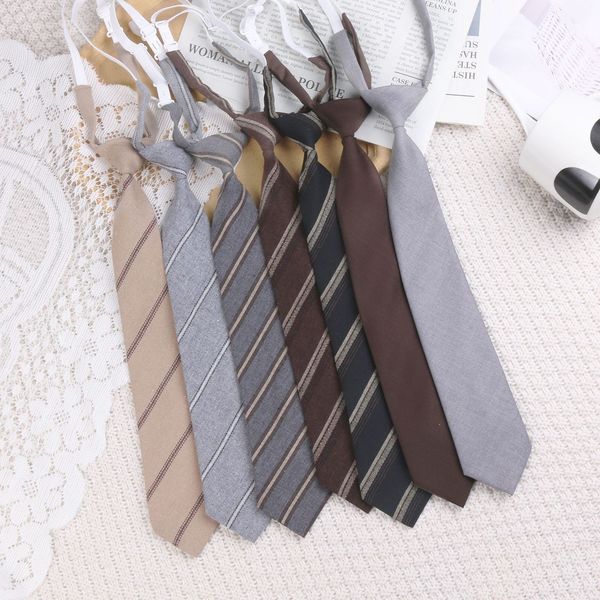 

bow ties lazy jk ties women striped linen neck tie girls japanese style for jk uniform cute necktie shirt school accessories 230228, Black;gray