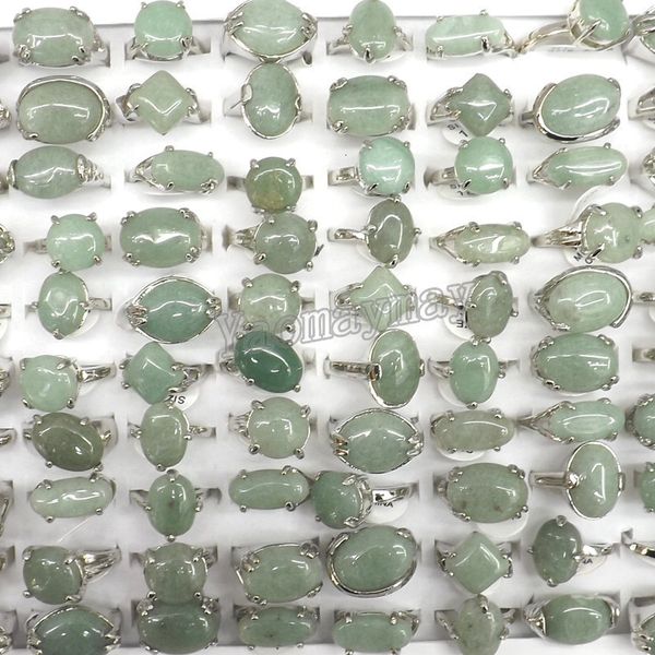 

band rings wholesale 50pcs green semi stone fashion jewelry men s 230225, Silver