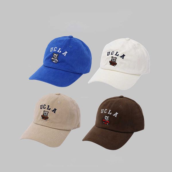 

ball caps 2022 new bear embroidered baseball cap korean version soft couple baseball hats for women men fashion kpop snapback cap l230228, Blue;gray