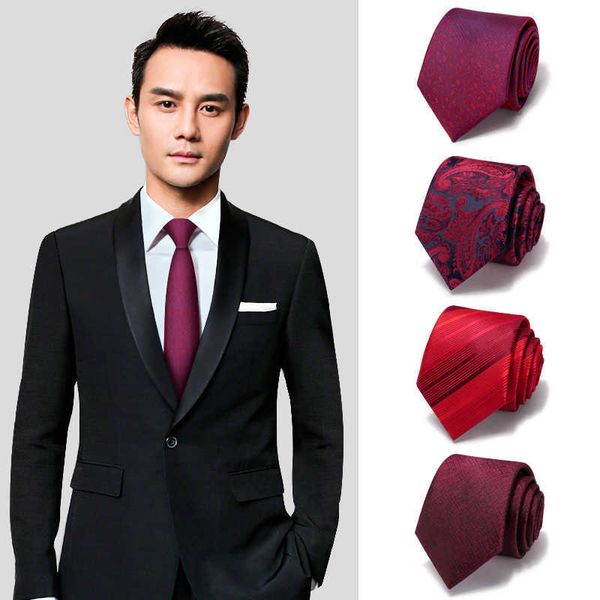 

neck ties red wedding tie for men brand designer 7cm business fashion luxury silk polyester dress suit necktie with gift box j230227, Blue;purple