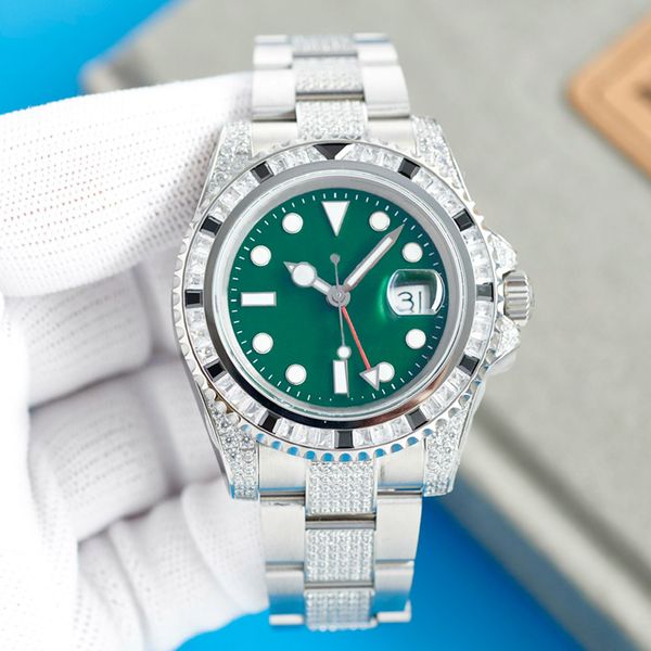 

diamond watch mens automatic mechanical 2836 movement watches waterproof 40mm with diamond-studded steel sapphire women business wristwatche, Slivery;brown