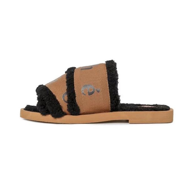 

2023 woody mules women designer slippers slides sandals fur canvas shearling fashion flat white black sail woman outdoor beach pantoufle win