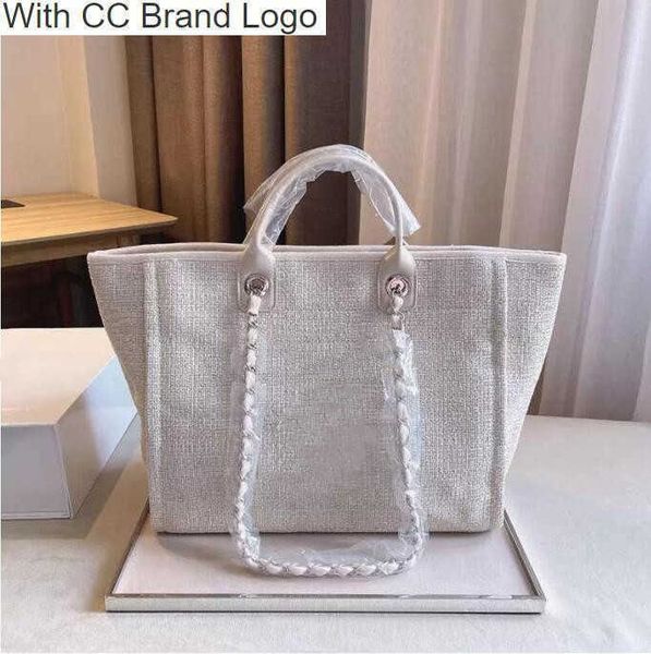 

luxury cc totes 2022 summer classic c brand tote beach bags cavan deauville chain handle large capacity pochette 4 color beige women's