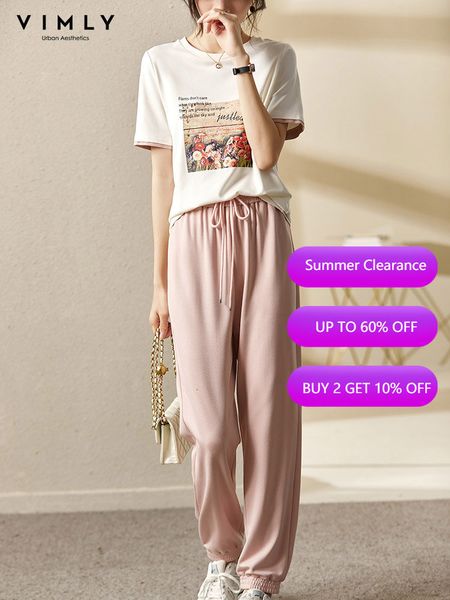 

womens suits blazers vimly casual summer two pieces set for women home suit oneck printing short sleeve tshirt drawstring pants matching v28, White;black