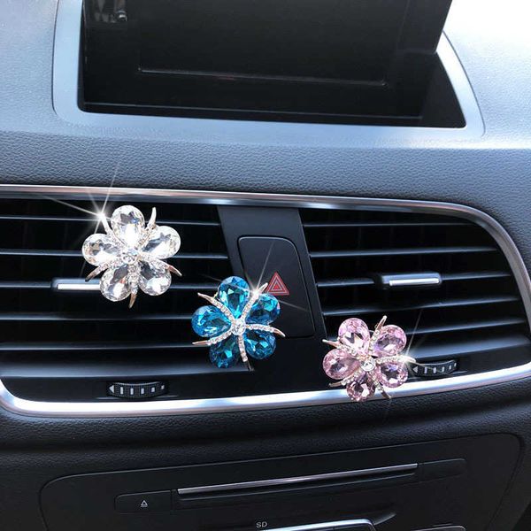 

interior decorations car ornaments vent perfume freshener five-leaf crystal flower outlet clip decoration auto air conditioner accessories r
