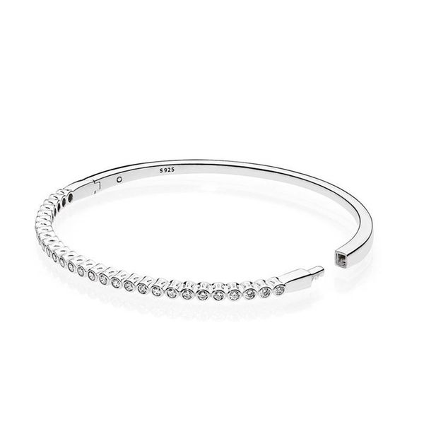 

twinkling forever bangle bracelet for pandora 925 sterling silver wedding jewelry for women girlfriend gift cz diamond designer bracelets wi, Black