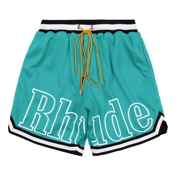 

designer shorts rhude shorts men's capsule shorts summer beach pants mesh material breathable sweat loose fitness basketball pants mens, White;black