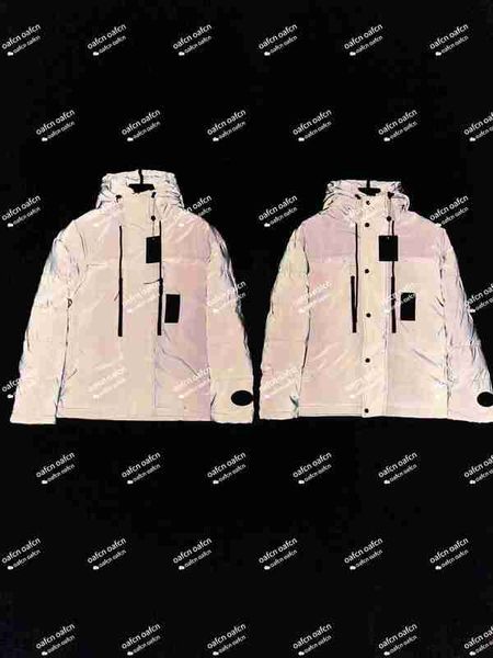 

men's down & parkas designer jacket hooded zipper 3m reflective laser warm winter windproof waterproof woven fabric coat 4lsy, Black