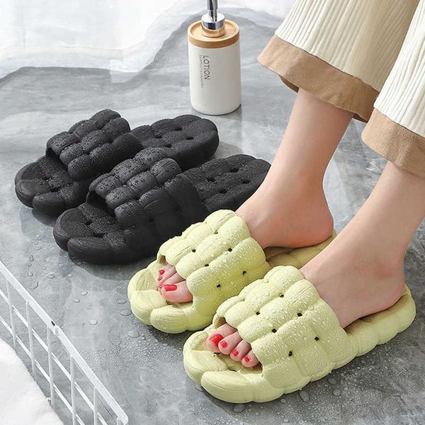 

slippers 2023 massage hollow out water leakage and quick drying women's thick sole soft non-slip sandals bathroom men y2302, Black