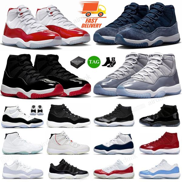 

jumpman with retro box 11 basketball shoes men women 11s cherry cool grey midnight navy jubilee 25th anniversary concord bred low 72-10