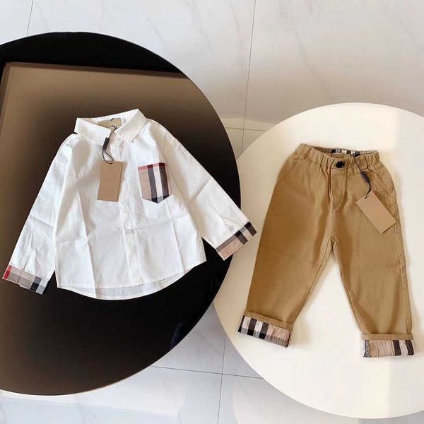 

sets girl boy baby tshirt kids set kid t shirt pants clothe school uniform 2023 summer spring long sleeve with letters, White