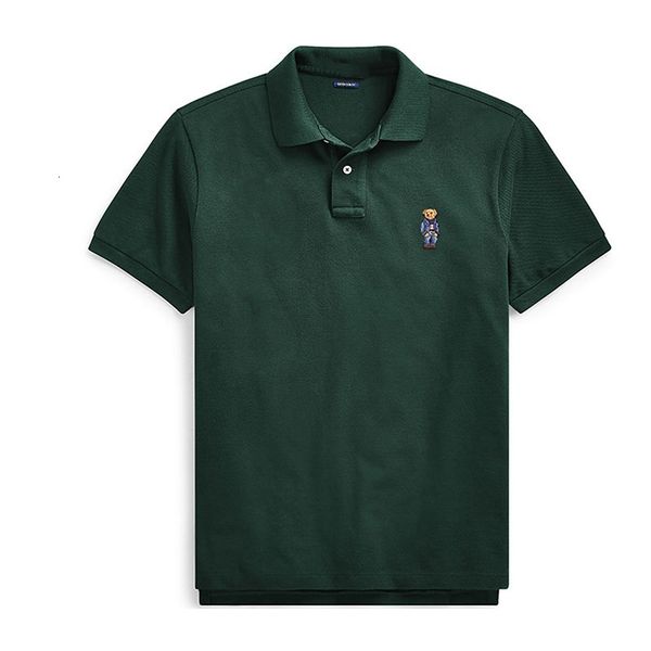 

men's polos summer men's short sleeved golf suit embroidered cotton ball shirt short sleeved polo shirt rl bear. 230228, White;black