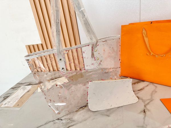 

2023 popular luxury shoulder bag women's jelly transparent beach bag shopping bag with small bag purse