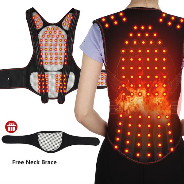 

back massager tourmaline self-heating magnetic therapy support belt shoulder back and neck massager spine lumbar brace posture corrector 230