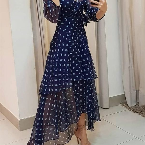 

casual dresses polkadot print layered ruffles maxi dress 230227, Black;gray
